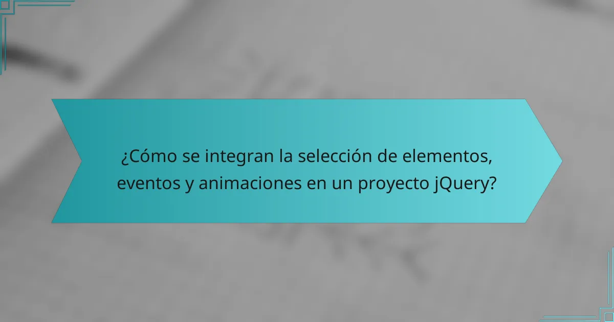 ¿Cómo se integran la selección de elementos, eventos y animaciones en un proyecto jQuery?